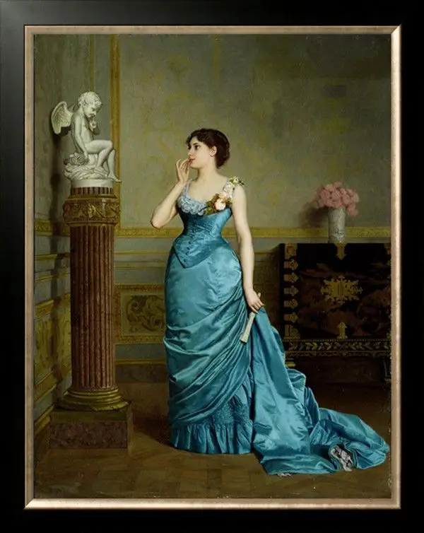 

The Young Woman in front of the Sculpture Embroidery Needlework 14CT Unprinted DIY Cross Stitch Kits Handmade Art Wall Decor
