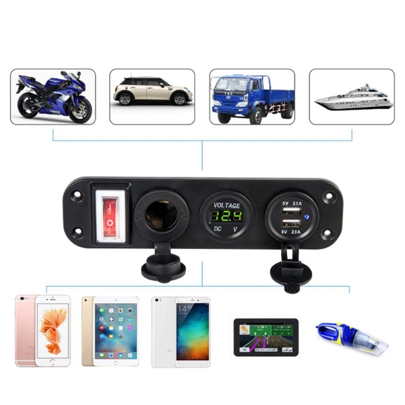 Автомобильный Зарядное устройство с двумя портами USB адаптер 12 в гнездо для
