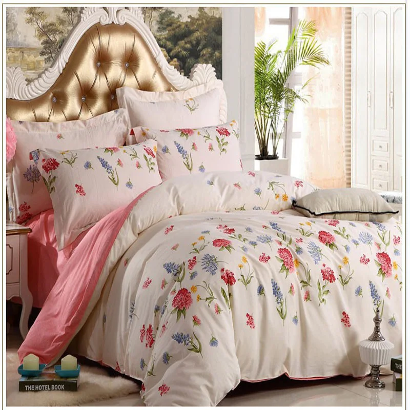 Постельные принадлежности с цветочным принтом пододеяльник простыня и