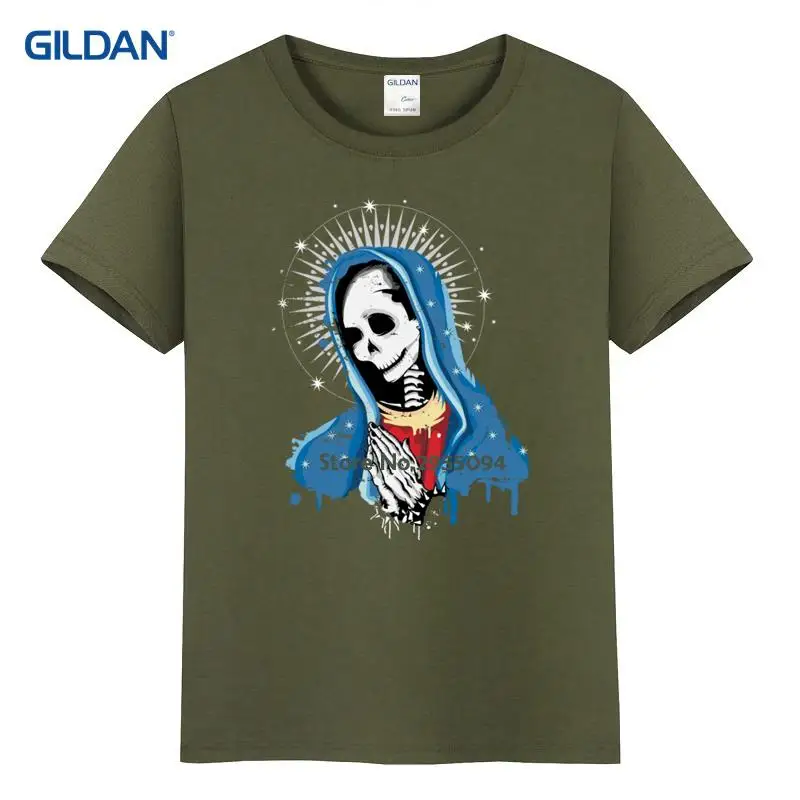Графический Сделать Футболка смешно дешевые футболки Девы Марии Dia de los muertos