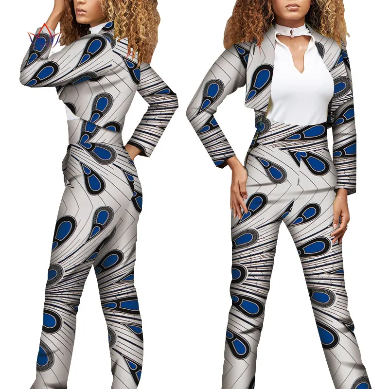 Комплект из 2 предметов с Африканским принтом для женщин весенние Дашики брюки