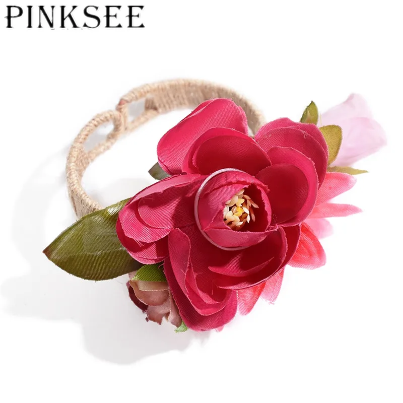 PINKSEE Романтический Милый тканевый браслет с цветами для женщин и девочек