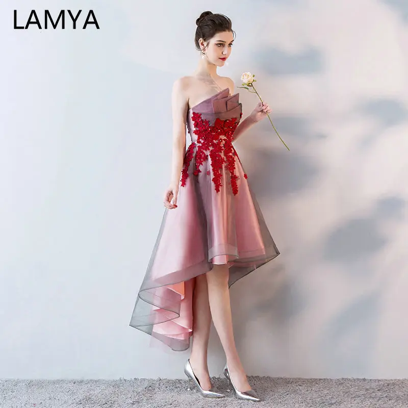 Женское короткое вечернее платье LAMYA с длинным шлейфом спереди и сзади винтажное