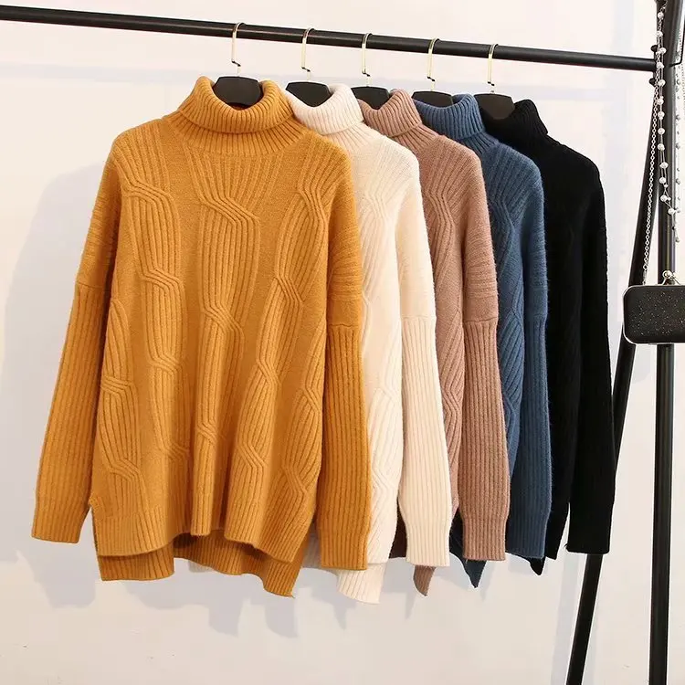 Плюс Размеры Свободные свитеры осень-зима Женская одежда Модная свободная