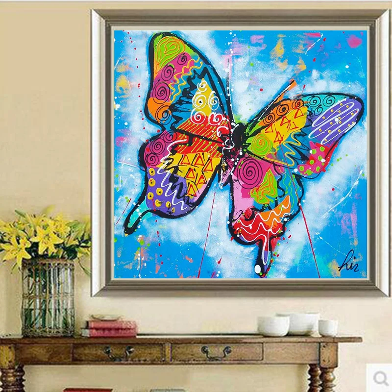 Алмазная вышивка своими руками алмазная живопись цветные бабочки и цветы