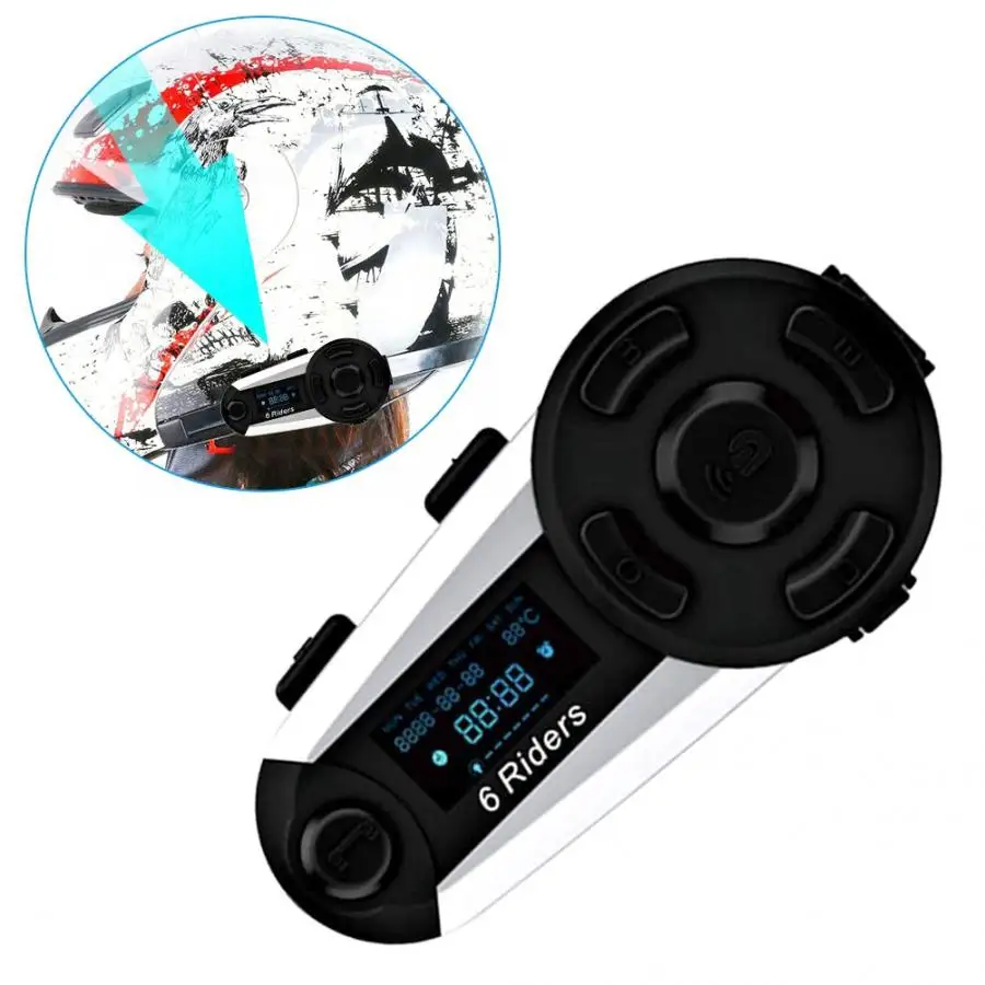 Bluetooth-гарнитура T20S мотоциклетная полнодуплексная с дисплеем | Автомобили и