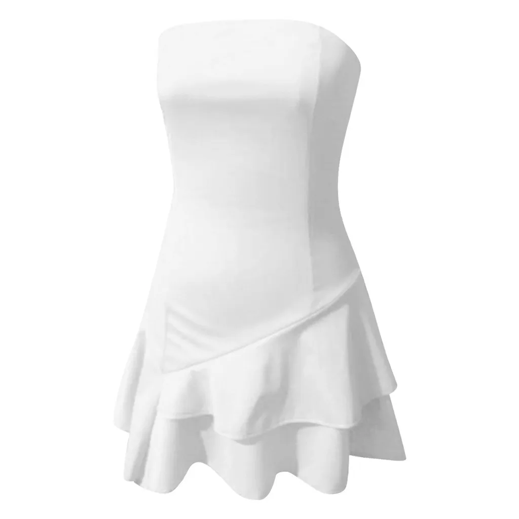 Летнее женское мини-платье с открытыми плечами однотонное платье без спинки