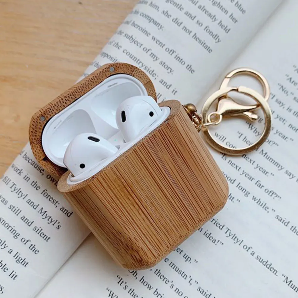 KISSCASE Деревянный беспроводной Bluetooth чехол для наушников Apple AirPods 2 деревянные Чехлы