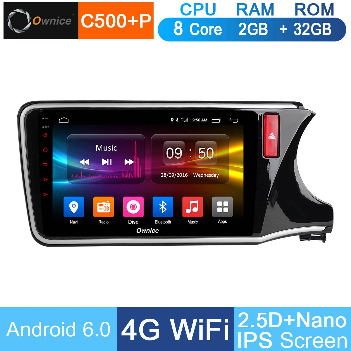 C500 P MT 10," ips Android 8,1 Восьмиядерный 4G ram+ 32G rom автомобильный dvd-плеер Радио стерео для Honda City DSP CarPlay - Цвет: C500 P MT