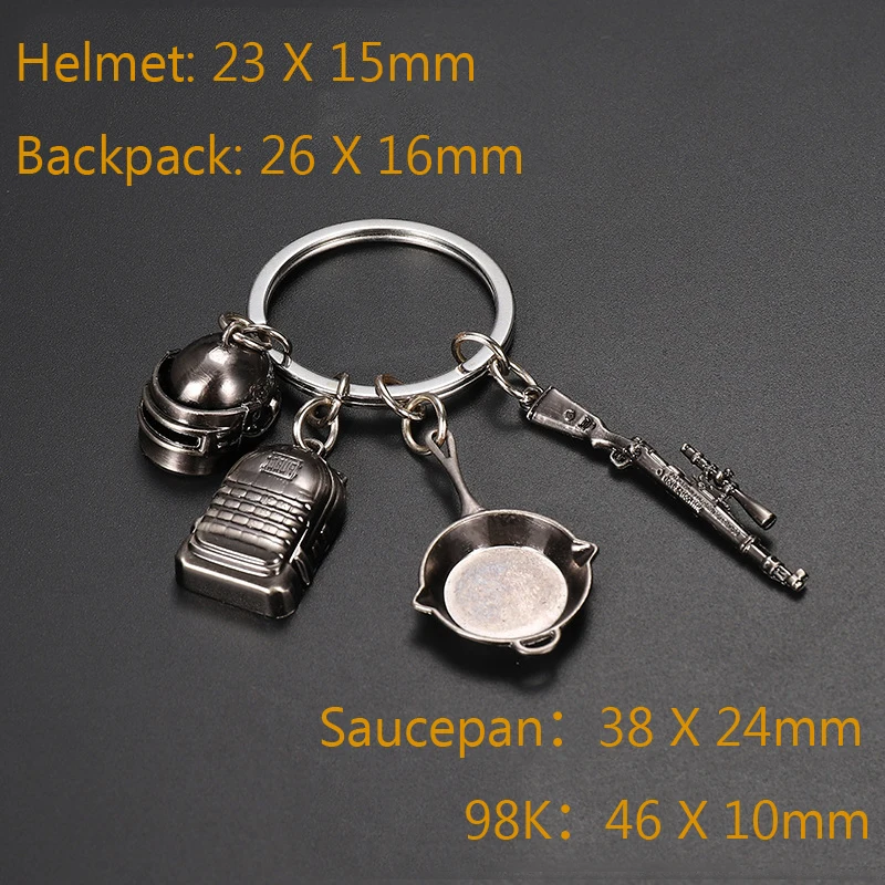 100pcs Fashion MiNi Key Chains Game PUBG Level 3 Helmet Backpack Saucepan Keychain Playerunknown Battlefield Cosplay Props | Украшения и