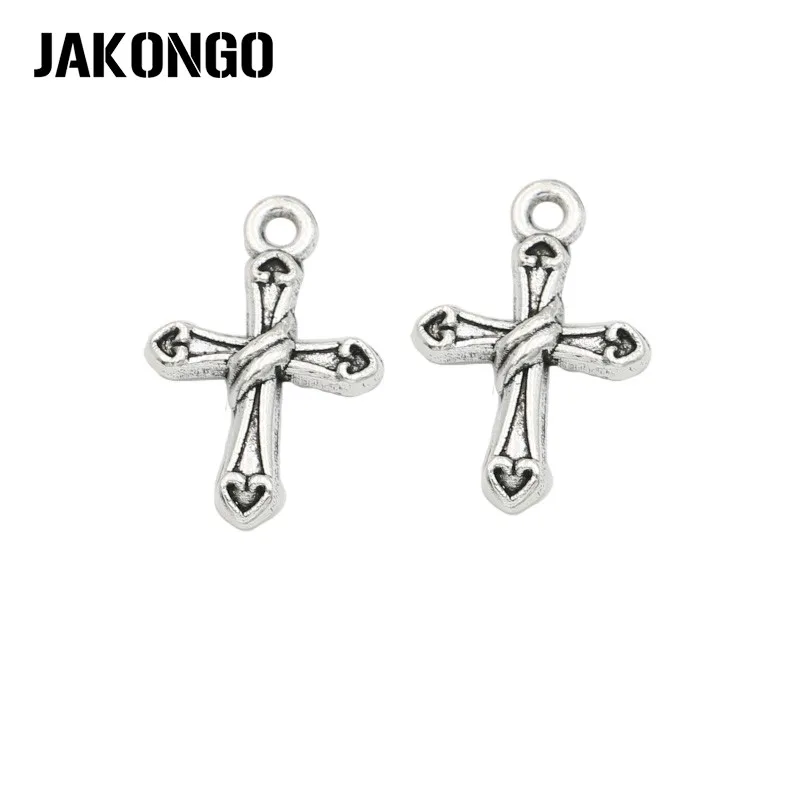 

Подвеска-крест из античного серебра JAKONGO для изготовления ювелирных изделий, браслетов, аксессуаров «сделай сам», 21x14 мм, 10 шт./лот