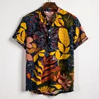 Мужская Этническая Повседневная гавайская рубашка из хлопка и льна с принтом, дышащая и крутая одежда, летняя одежда, новинка