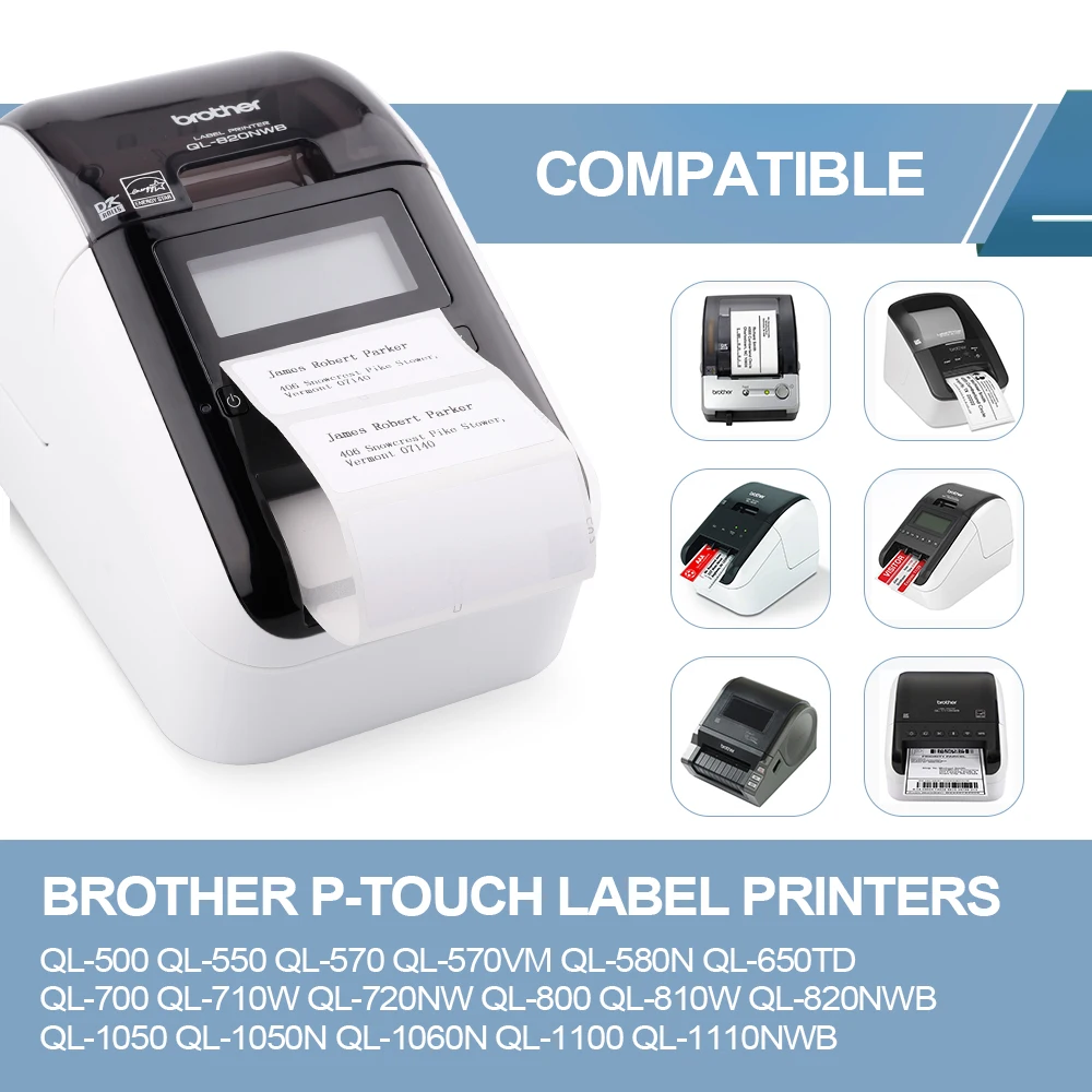 6 рулонов совместимый с Brother DK 11209 dk11209 Малый адрес стикер белая бумага этикетка