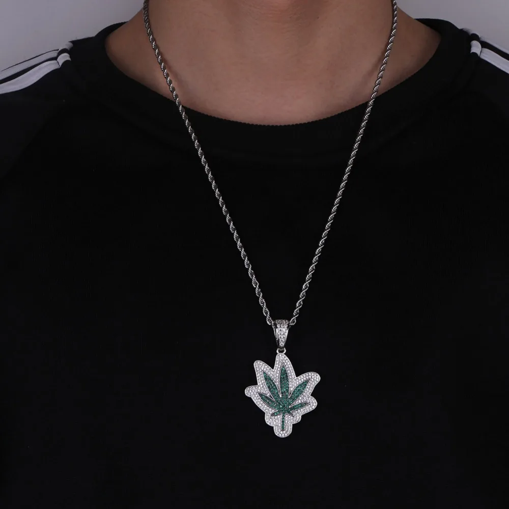 Кулон в виде листа GUCY с фианитами для мужчин украшение на шею ожерелье стиле