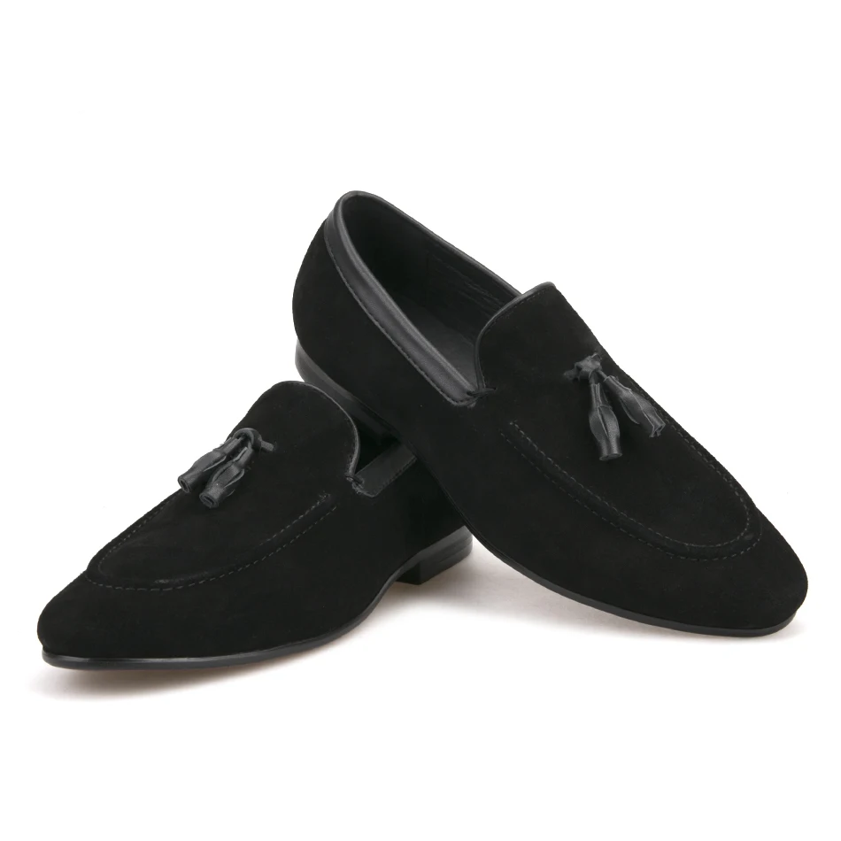 Piergitar 2018 new arrival Black and Brown men suede shoes with leather tassel handmade casual loafers Fashion male's flats | Обувь