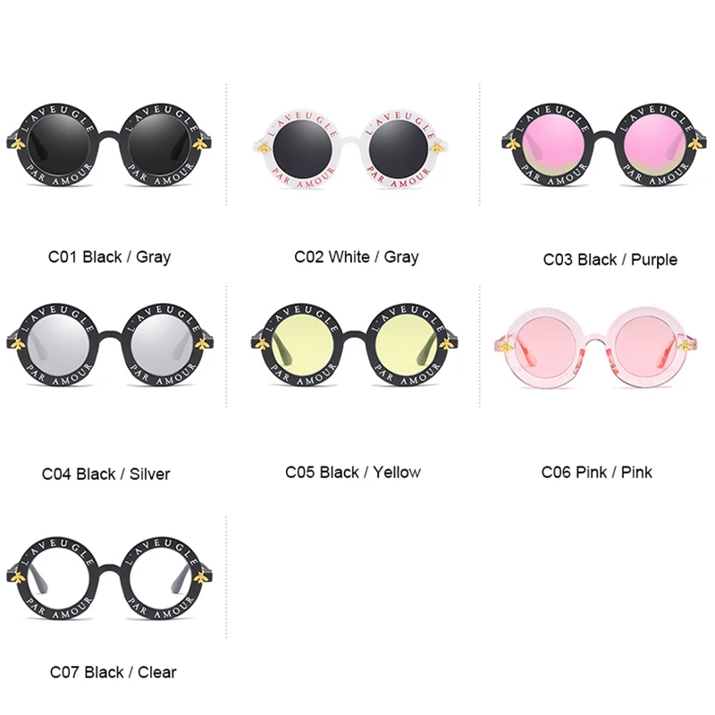 

TOYEARN Vintage Ladies Round Sunglasses Women Brand Designer 2019 New Fashion Cool Small Bees Frame Glasses Sun Glasses Female