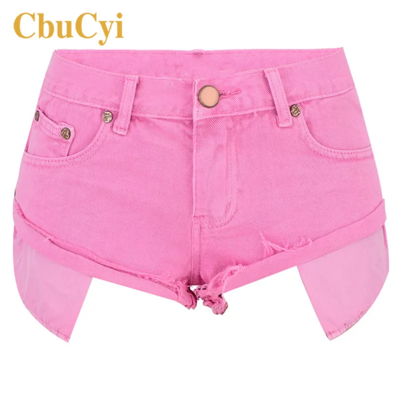 Шорты женские джинсовые с заниженной талией пляжные повседневные облегающие