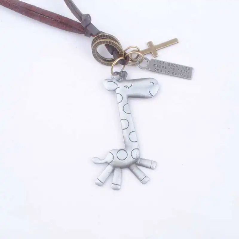 Винтажное ожерелье в античном стиле с изображением собаки и жирафа длинное