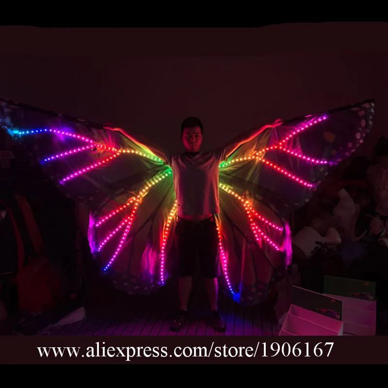 Светодиодный светящийся красочный RGB крылья Исиды реквизит для выступлений