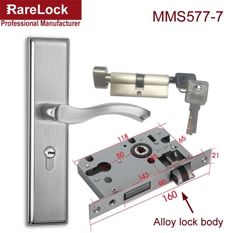 Rarelock современный простой дверной замок с нержавеющей ручкой, несколько размеров, для спальни, ванной комнаты, деревянная дверная фурнитура, регулируемый Шаг hh