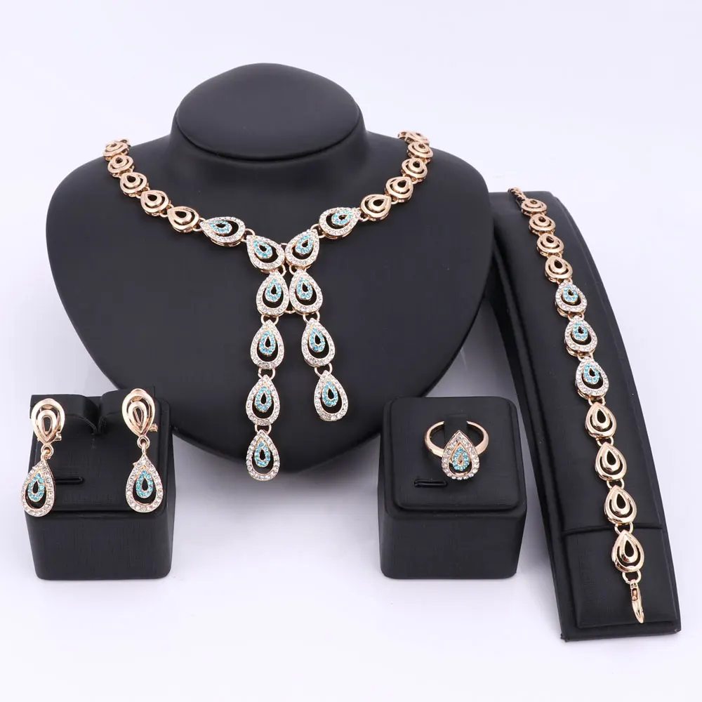 

Latest Best Quality Fashion Italian Crystal Tassel Necklace Bangle Earring Ring Accessories Jewelry Sets