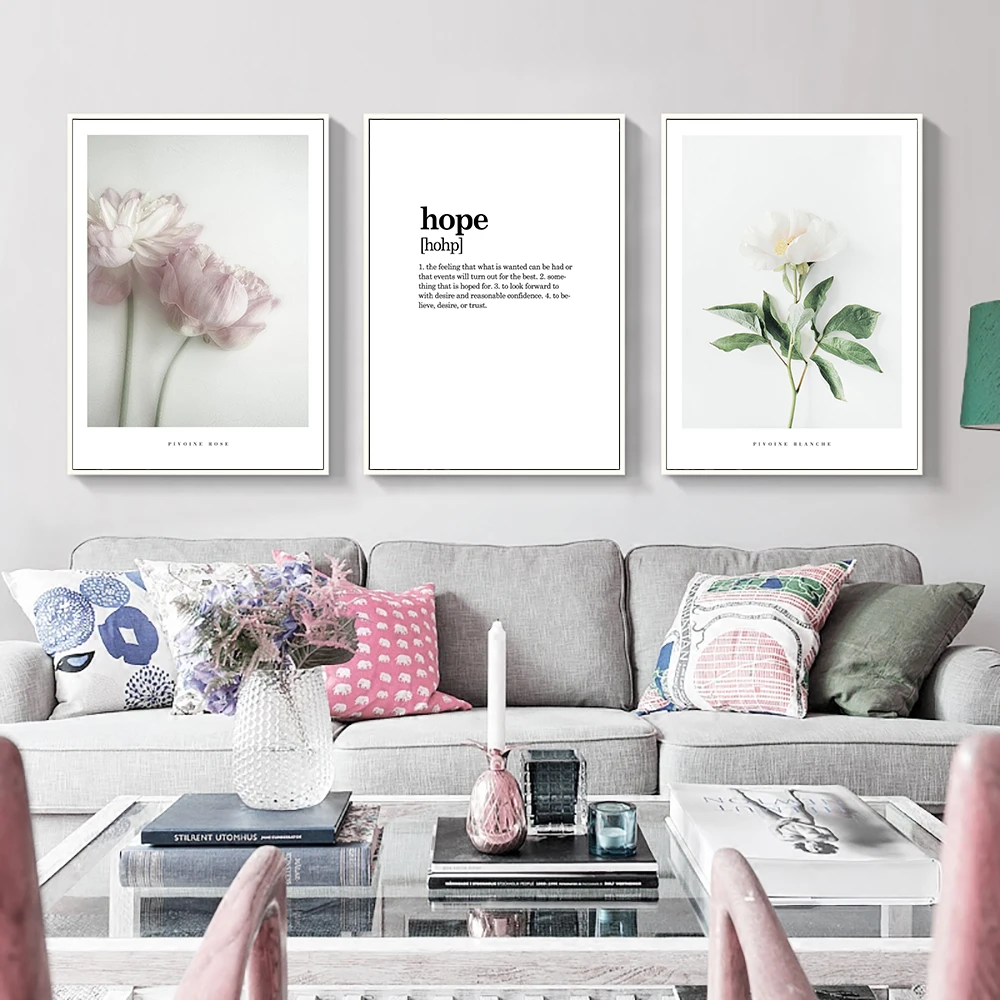 Розовый цветок плакат белые розы холст картина перо стены искусства