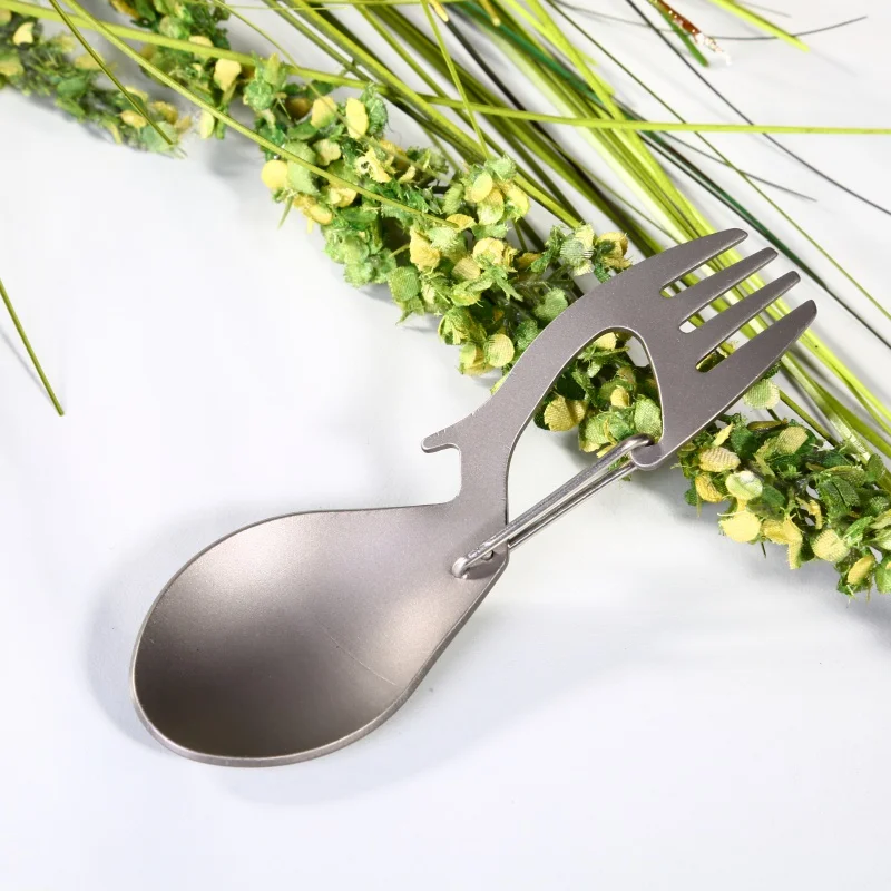 Multi-Tool Titanium Construction Spork Multi-Function Spoon Fork Carabiner Bottle Opener Outdoor Camping Picnic Tableware New | Спорт и