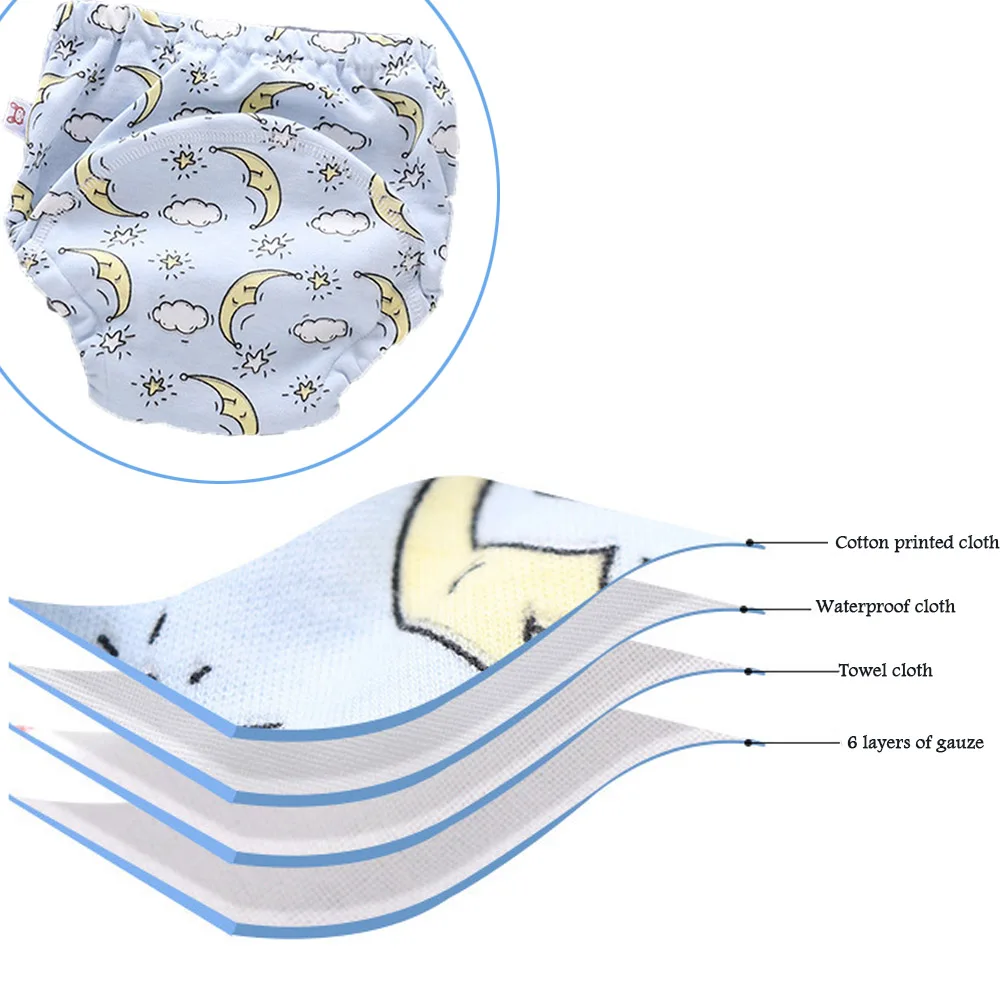 6 Слои Водонепроницаемый Многоразовые Детские хлопковые тренировочные штаны для