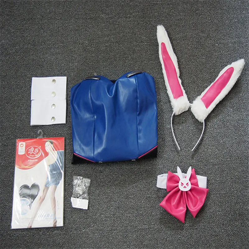 Женский костюм для косплея D.va Bunny Girl Rabbit из искусственной кожи с ушками и