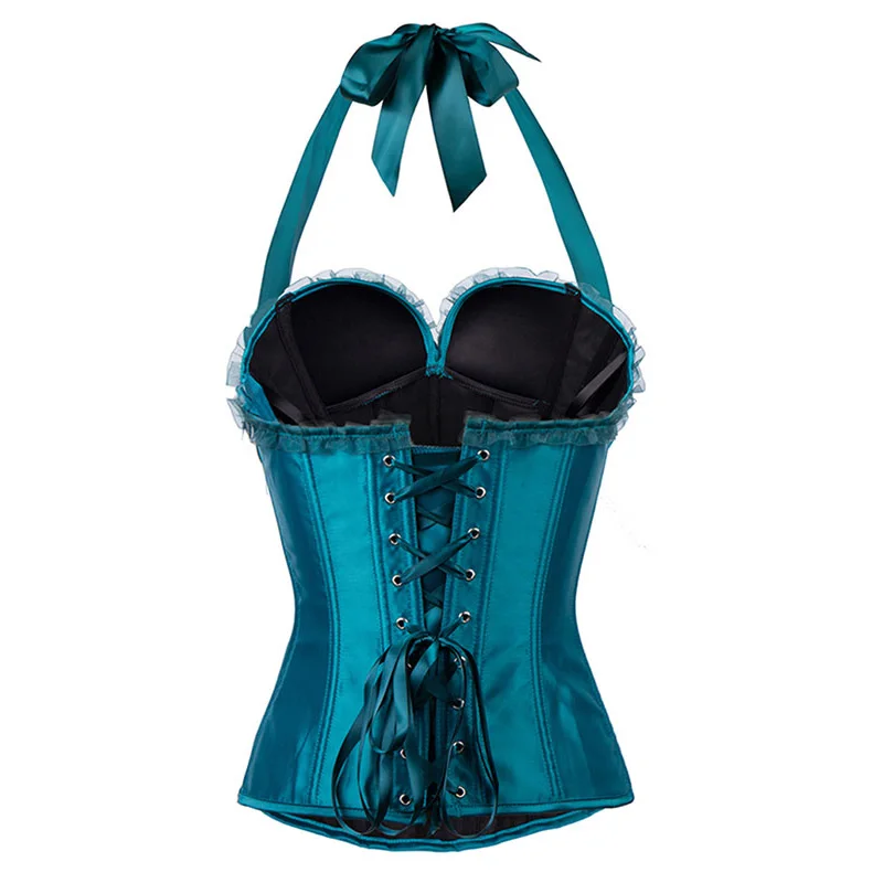 Plus Size 5 Colors Halter Tight Bow Front Corset Sexy Steampunk Bustiers And Gothic Waist Trainer Women Corselet S-2XL | Женская одежда