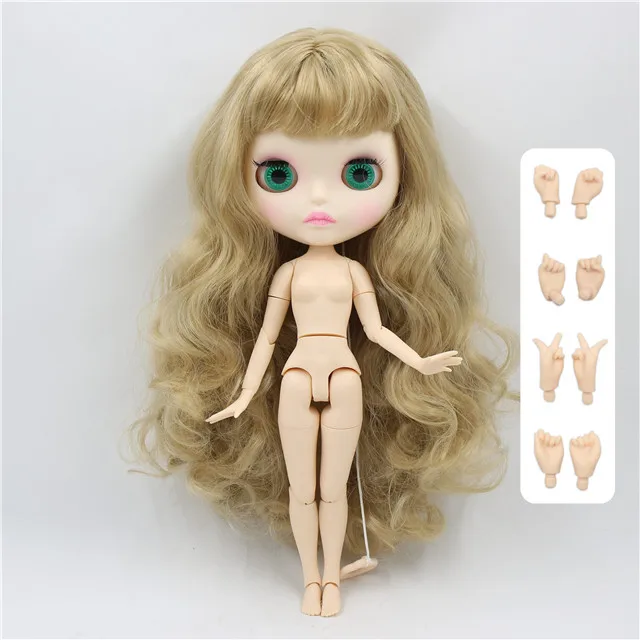 Заводская кукла blyth BL3227 светлые золотые волосы матовое лицо новая Лицевая панель губы вырезает белую кожу суставное тело 30 см 1/6 - Цвет: doll with hands B