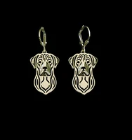 wholesale 12pcs labrador retriever dog earrings carved hollow accessory jewelry golden colors plated fast delivery