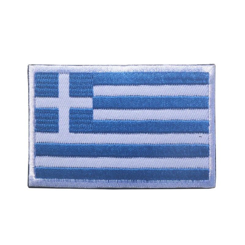 Greece N Flag Заплаты вышивки Албания Италия Испании Франции Германия Великобритания Флаг Чехии тактический для поддержания боевого духа эмблема с аппликацией в виде эмблемы с вышивкой - Цвет: Greece N Flag