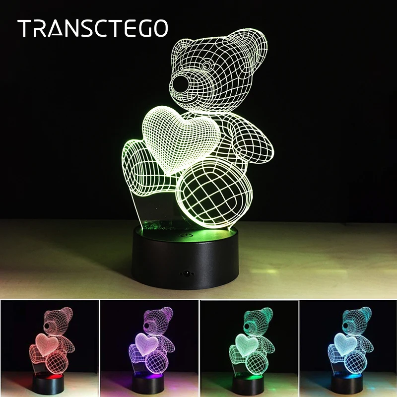 3D Night Light Touch Led Table Lamp 7 Color Changing Optical Illusion For Kids Gift Xmas Holiday Party Desk | Лампы и освещение
