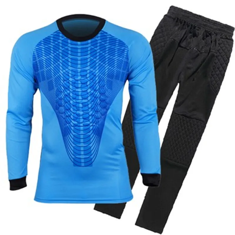 blue Вратарская форма футбольная футбол униформа джерси костюм футболка Вратарь Вратарь Губка Протектор Костюм Униформа - Цвет: blue