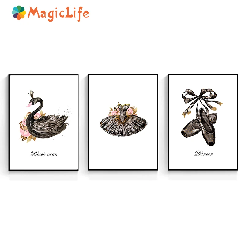 Infantil Fun детство настенное Искусство Холст Живопись балетная обувь юбка плакат ню