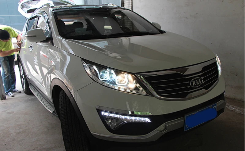 Передняя лампа для KIA Sportage R светодиодный фары 2011 2012 2013 двойной U фары светодиодный проектор