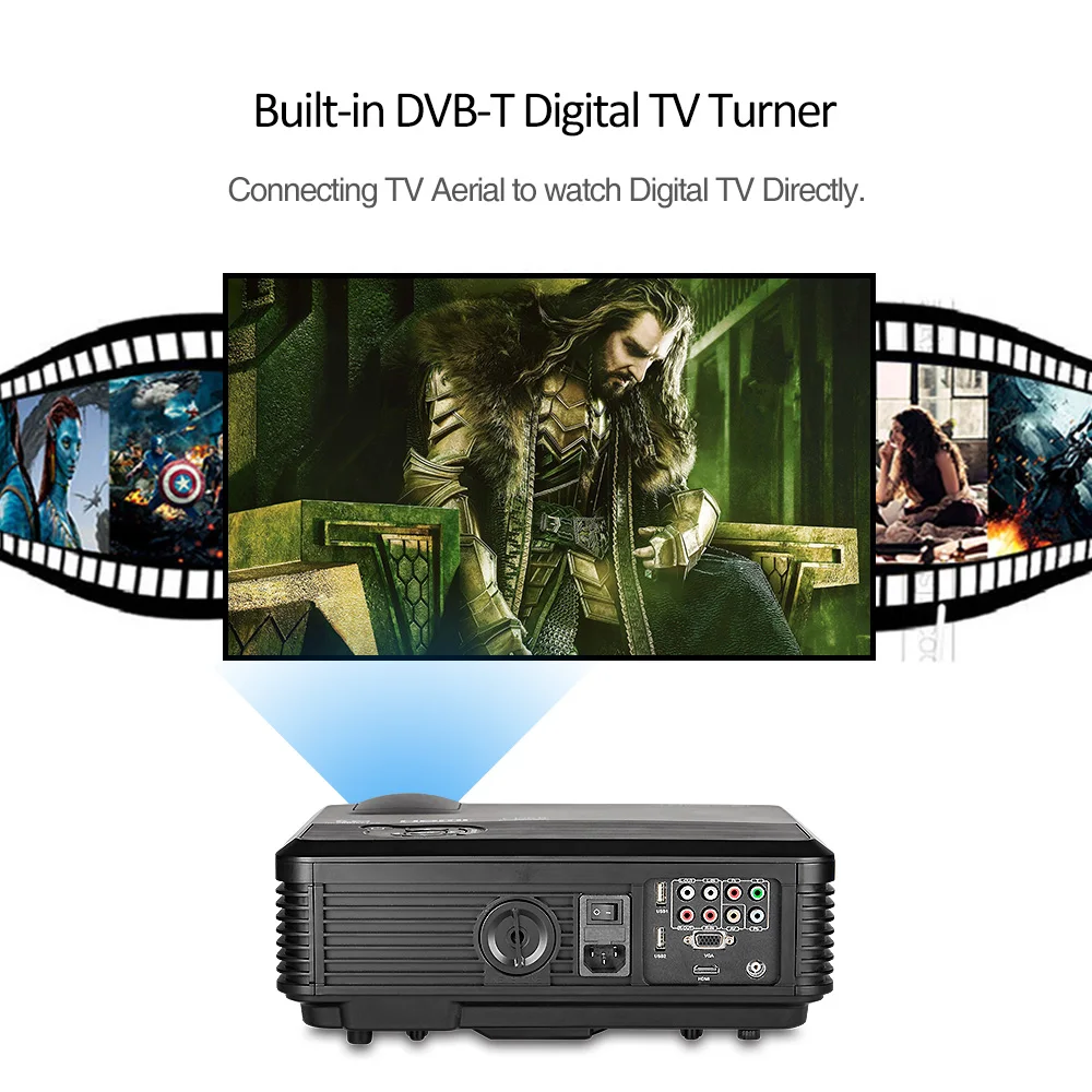 Проектор Full HD Домашний кинотеатр 5000 люмен 1080 P светодиодный проектор Android 6 0 Wifi DVB T
