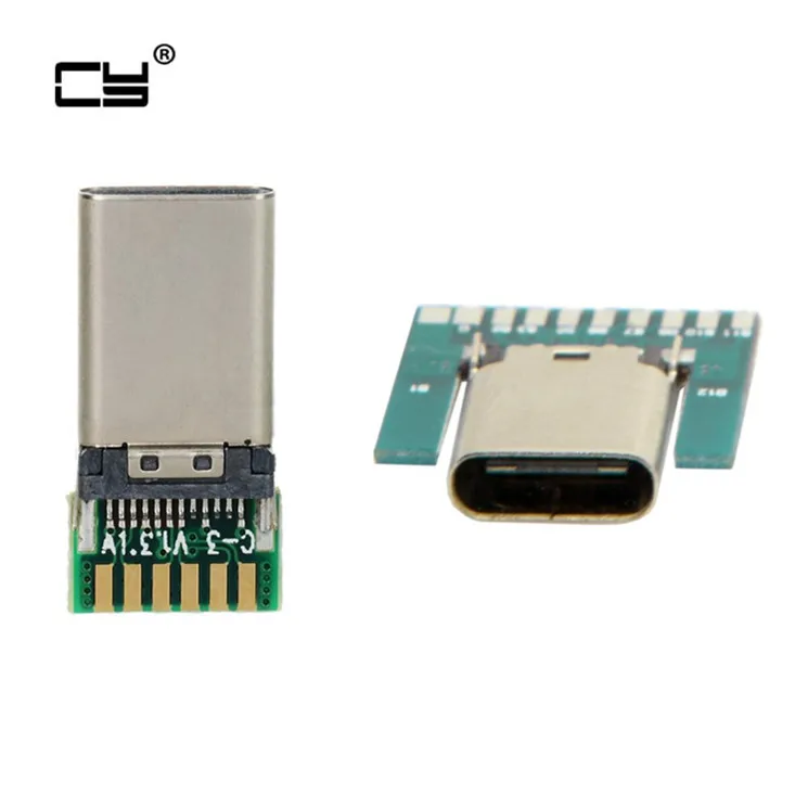 Сделай сам 24pin USB 3 1 Тип C штекер и гнездо разъем типа SMT с печатной