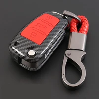 abs carbon fiber shellsilicone cover remote key holder fob casekeychain for audi a1 a3 a5 a6 q3 q7 c6 a7 a8 accessories