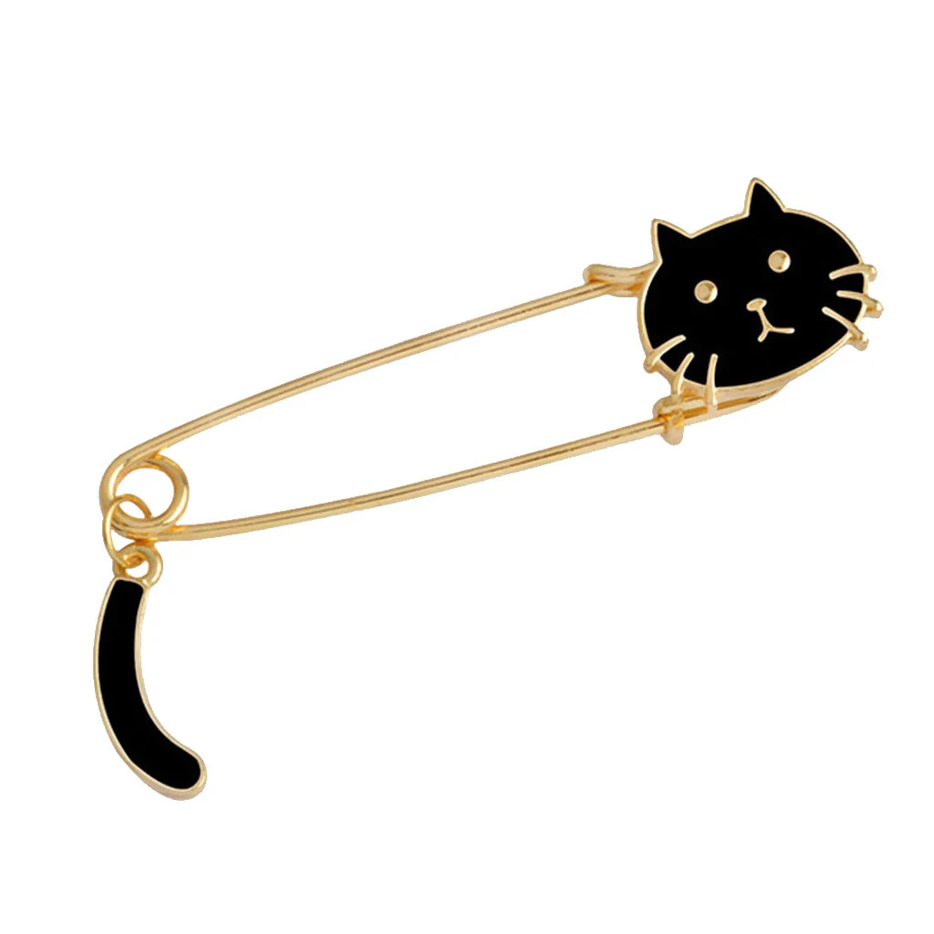 

Women Gold Alloy Metal Kilt Pin Animal Cat Brooch pin badge Large Safety Pin broche femme bijoux enamel pin broche broszka