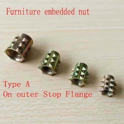 Гайка мебельная M4X8 предварительно Встроенная гайка с заусенцами без фланца