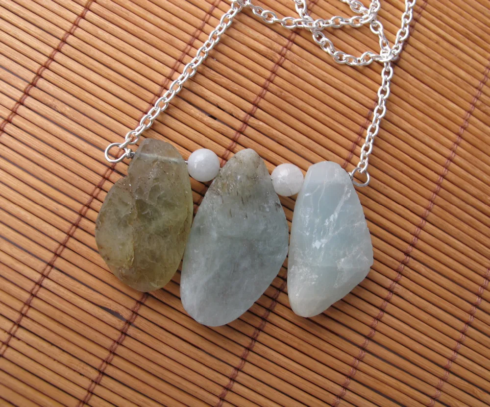 Новое поступление! Подвеска из натурального аквамаринового камня ожерелье