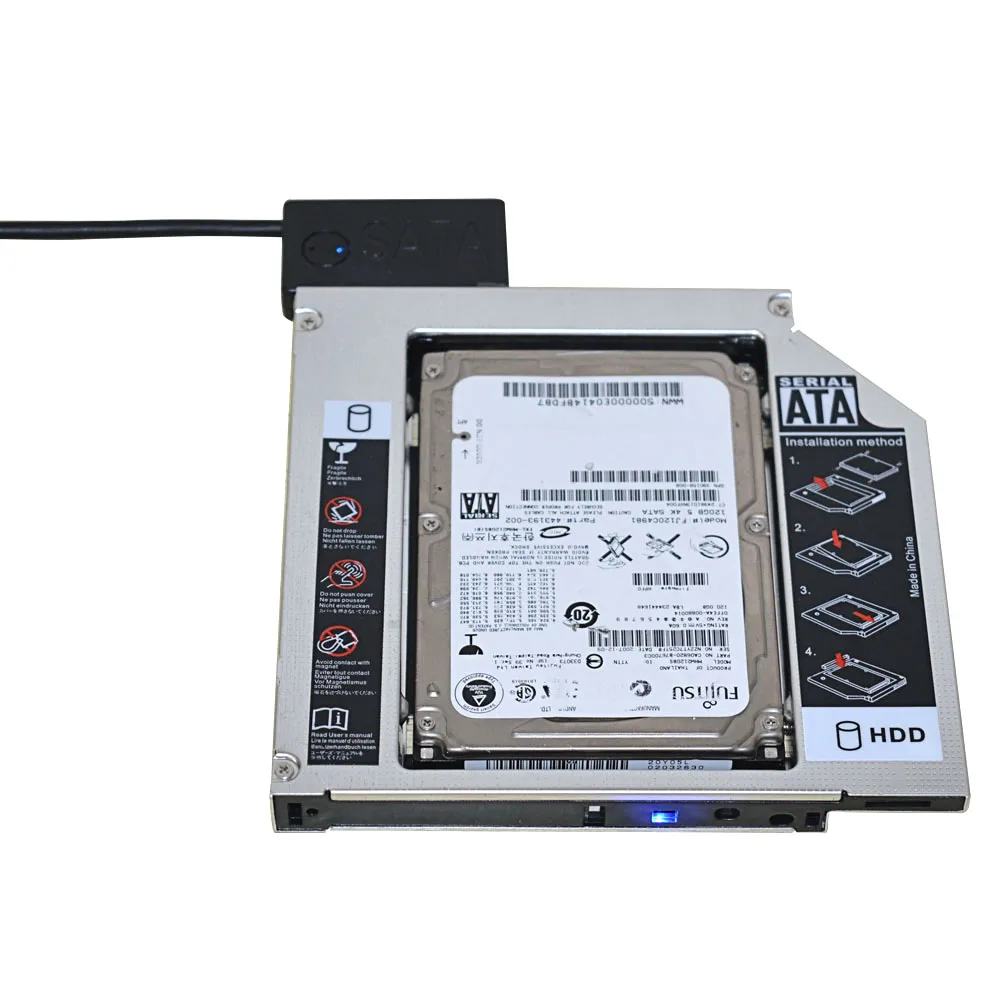 Горячая для ноутбука ODD DVD-ROM Optibay Универсальный алюминиевый 2-ой HDD Caddy 12,7 мм SATA 3,0 HDD чехол 2," SSD корпус