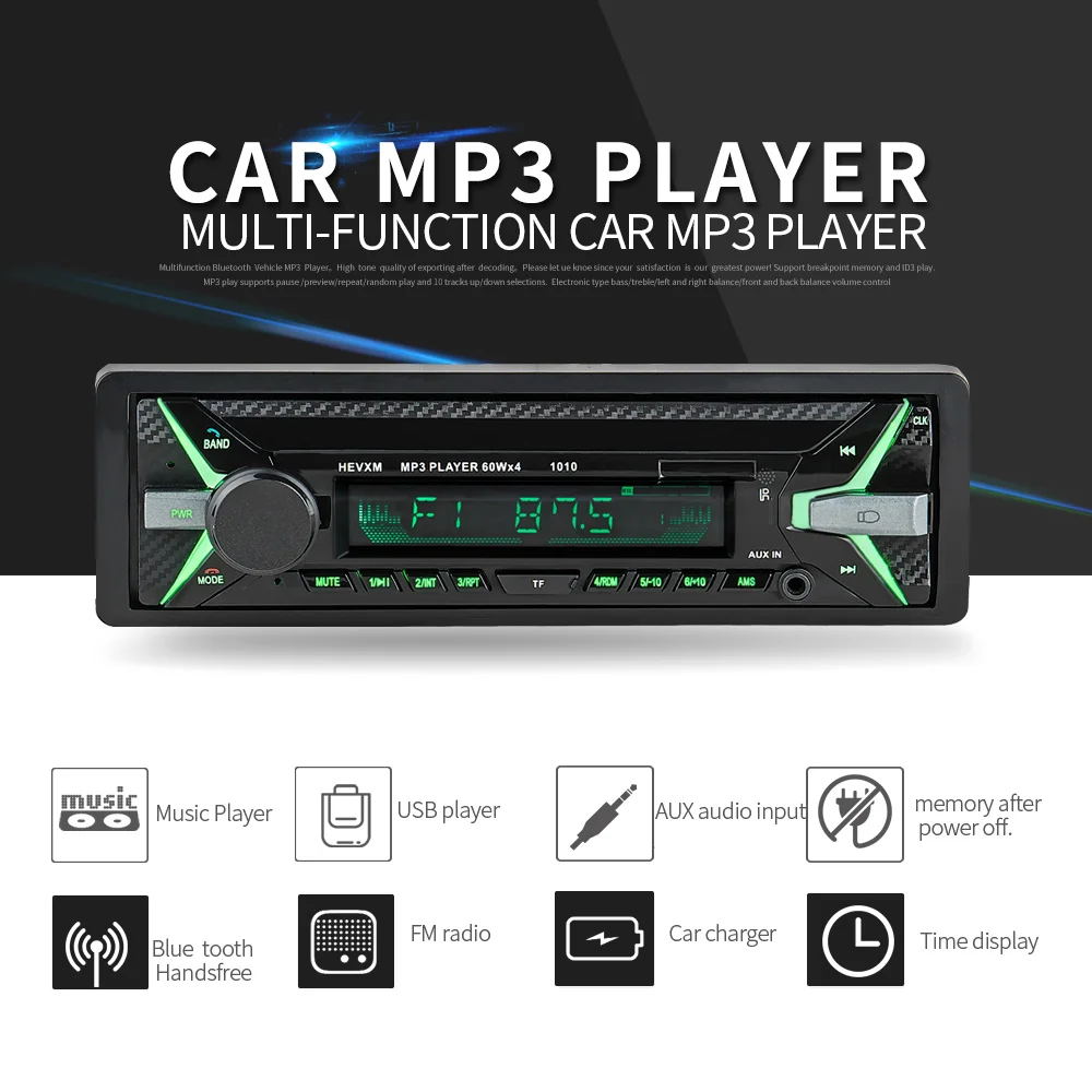 LaBo 12 в Bluetooth Авто Радио 1DIN стерео аудио MP3 плеер FM радио приемник Поддержка Aux вход SD USB MMC+ пульт дистанционного управления