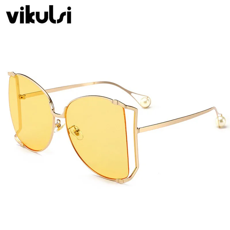 2018 Роскошные Брендовые женские солнцезащитные очки кошачий глаз с жемчужными