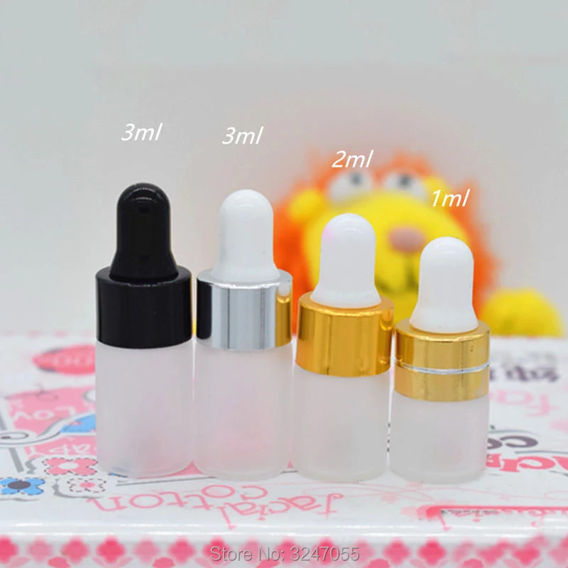 

100pcs/lot 1ML 2ML 3ML Empty Glass Cosmetic Essential Oil Bottle, DIY Elegant Liquid Dropper Bottle,Essential Oil Storage Bottle