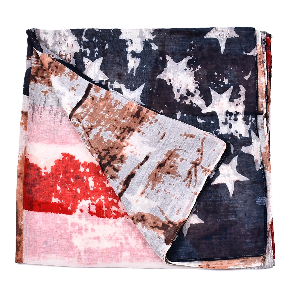 Новый дизайн Прямая поставка женские шарфы американский флаг Западный принт