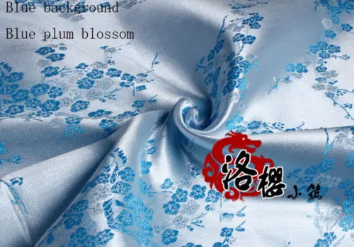 Blue Plum and White Китайский костюм Хана Соло из Звездных Войн Платье Халаты Ципао одежда кимоно атлас цветок сливы дамасской ткани - Цвет: Blue Plum and White