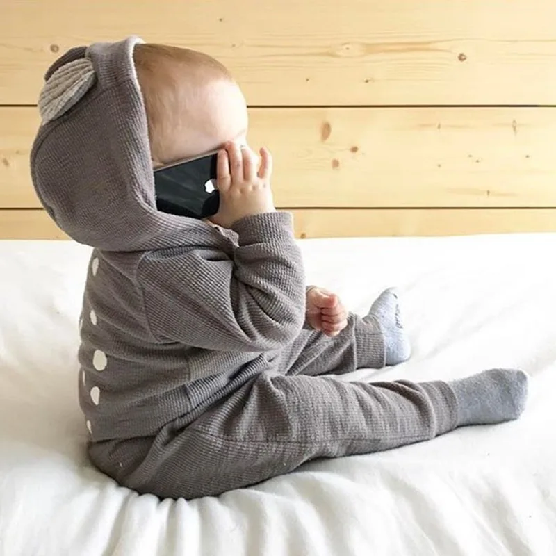 NEW 2018 Newborn Spring And Autumn Cute Baby Rompers Fashion Bear Style Cotton Strap Romper Jumpsuit Clothes |